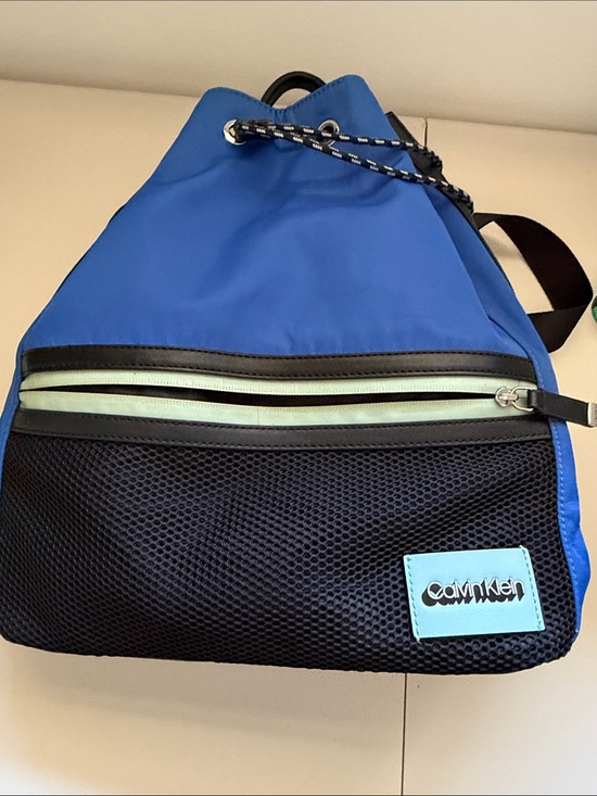 Calvin Klein Blue Drawstring Backpack Sport Nylon Mesh Bag main image 5